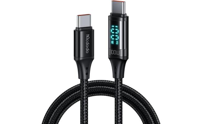 Mcdodo CA-1100 Type-C to Type-C 1.2M Digital Display Fast Charging 100W Data Cable-Black